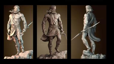 3D model God zeus and lightning (STL)