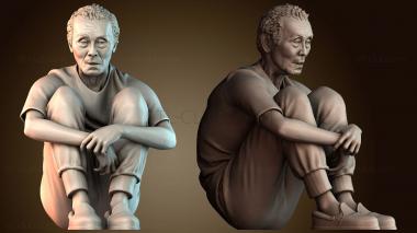 3D model Squid Game player 001 Oh Il-Nam sitting sad (STL)