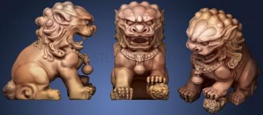 3D model Chinese Guardian Lions (Separated And Fixed) (STL)