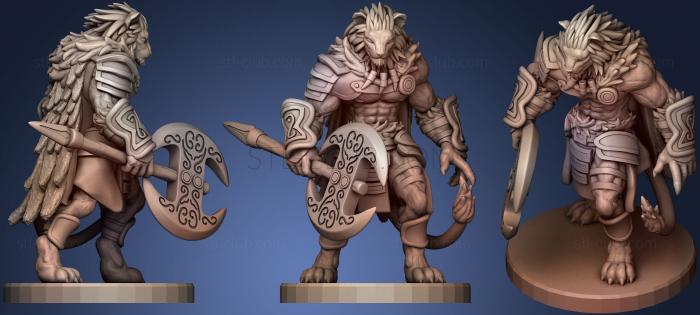 Lion Tabaxi Barbarian Miniature