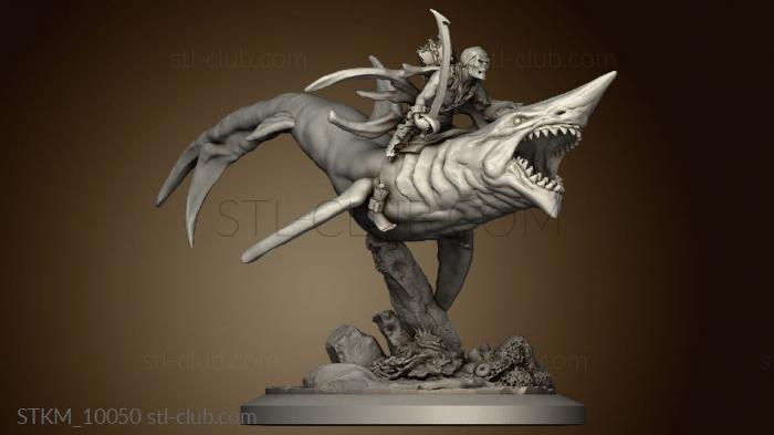 3D model Pirates Curse the Dead Seas Troops Mounted Gold Fools on Shark Fool (STL)