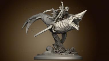 3D model Pirates Curse the Dead Seas Troops Mounted Gold Fools on Shark Fool (STL)