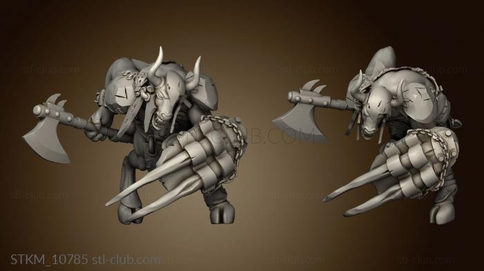 3D model Fantasy Minotaur Male Axe and Shield (STL)