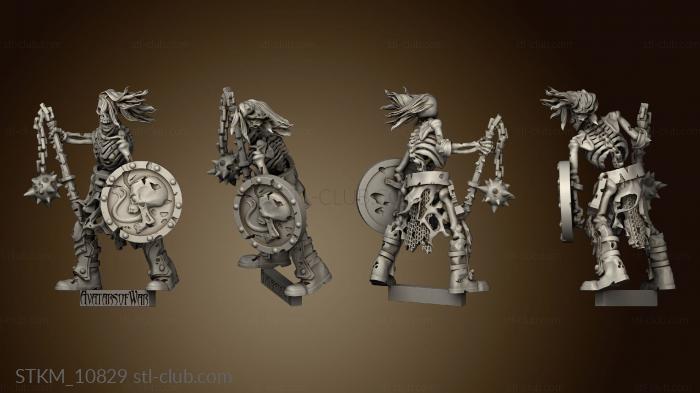 3D model skeleton warrior shield flail (STL)