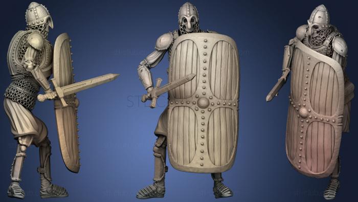 Skeleton Axe   Sword + Square Shield   Defensive Pose