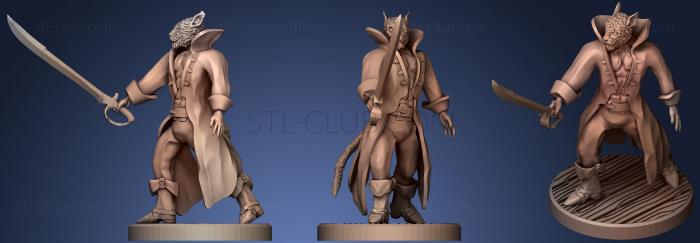 3D model Tabaxi Pirate   Rogue   Swashbuckler With Cutlass (STL)