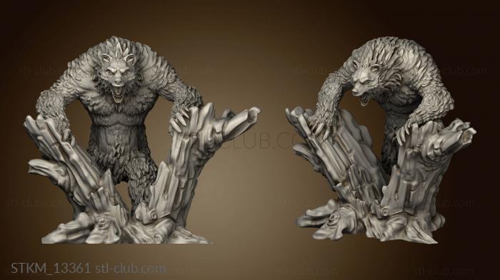 3D model Monster Rampage Werebear Breaking Tree Stump (STL)