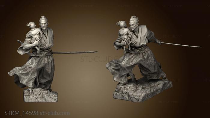 3D model Lone Wolf Samurai Baby And Sword (STL)