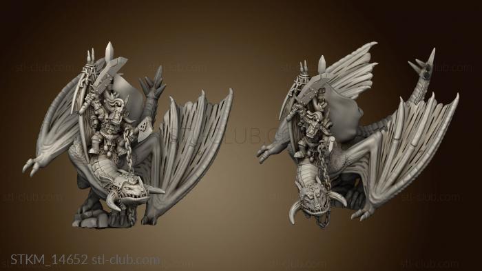 3D model Green Skinnies and Goblins Warboss on Wyvern banner blank (STL)