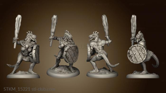 3D model Mega age The Colossal Lizardfolk Female Club and Shield (STL)