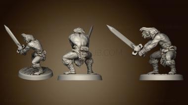 3D model Barbarian with sword on podium (STL)