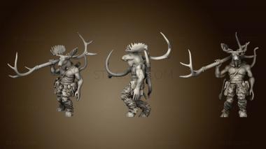 3D model Cervidae Folk (Shatjan) With Giant Elk Antler Staff And Bow (STL)