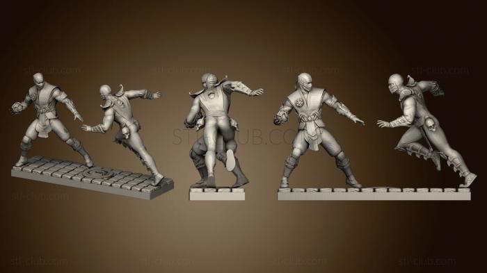 3D модель Диорама Mortal Kombat Саб Зиро и Скорпион со способностями (STL)