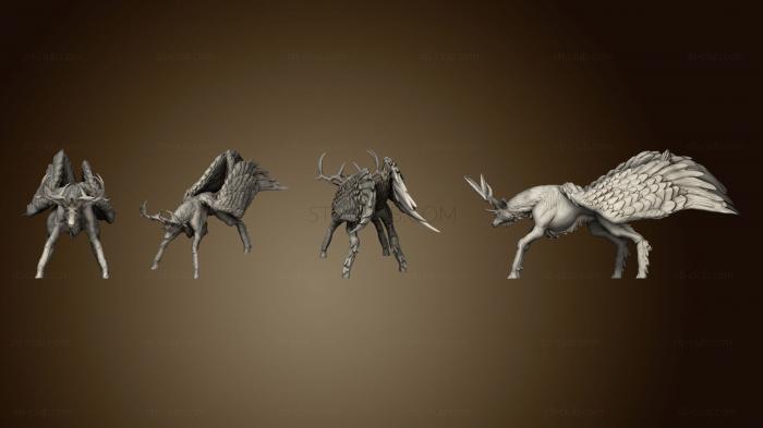 3D model Winged Deer Attacking Large (STL)