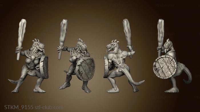 3D model Mega age The Colossal Lizardfolk Female Club and Shield (STL)