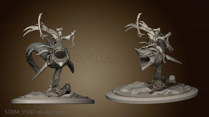 3D model Pirates Curse the Dead Seas Troops Mounted Gold Fools on Shark Fool (STL)