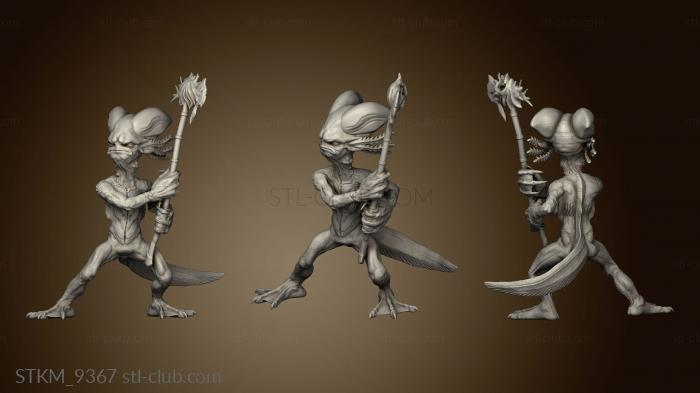 3D model Caves Despair Grumpy Axolotl Warrior Attacking (STL)