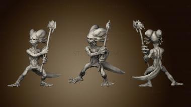 3D model Caves Despair Grumpy Axolotl Warrior Attacking (STL)