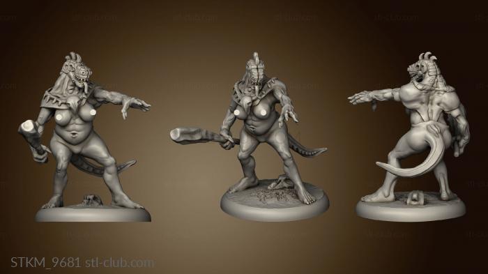 3D model Mega age The Colossal Lizardfolk Female Club Pointing (STL)