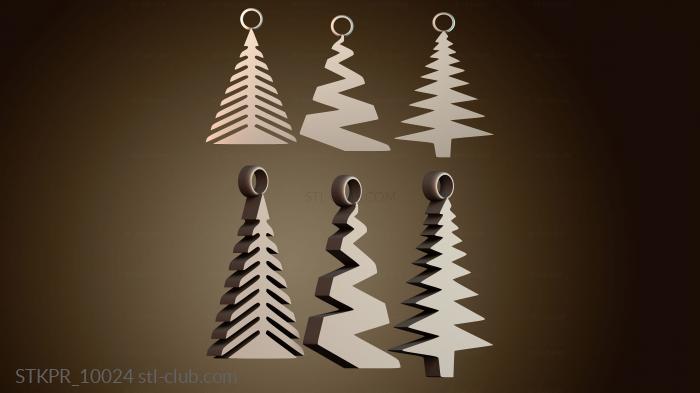 Статуэтки упрощенные Комплект серег в виде рождественской елки