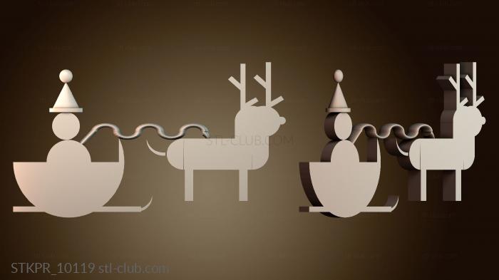 Статуэтки упрощенные Санта Клаус и его олени