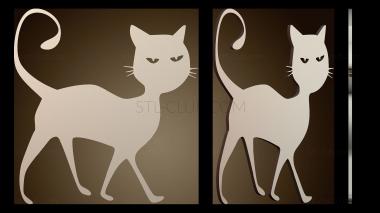 3D модель Силуэт чёрной кошки на Хэллоуин (STL)