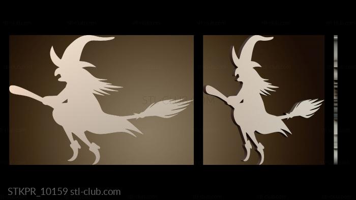 Статуэтки упрощенные Силуэт ведьмы на Хэллоуин