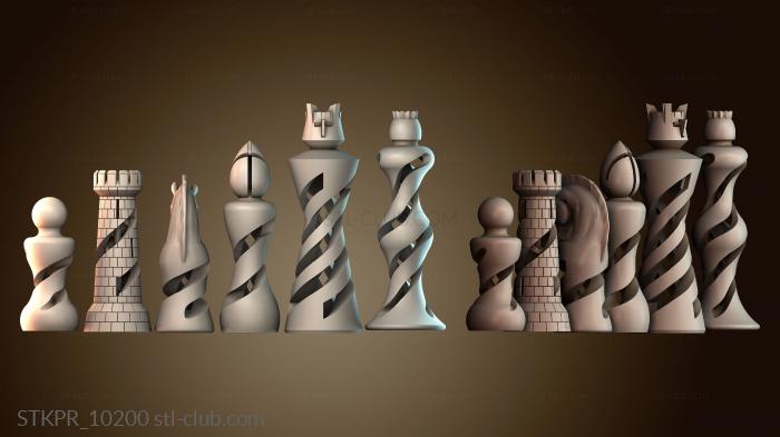 Статуэтки упрощенные Спиральные шахматные фигуры