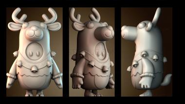 3D модель Падающие парни, Северные олени(Рождество) (STL)