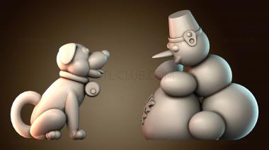 3D модель Снежный пёс и Снеговик (STL)