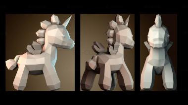 3D модель Низкополигональная модель единорога (STL)