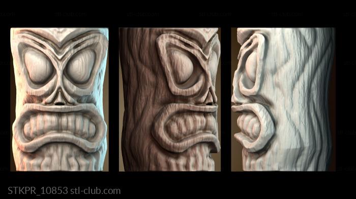 Статуэтки упрощенные Тики Резьба Лицо