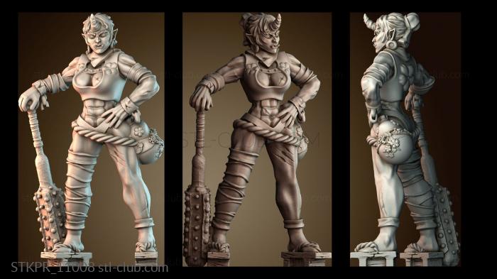 Статуэтки упрощенные Огр тролль — девушка воин варвар.