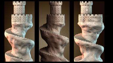 3D модель Спиральная каменная башня (STL)