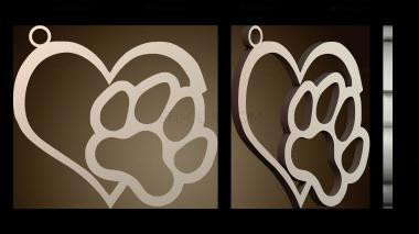 3D модель Символ сердца с отпечатком лапы (STL)