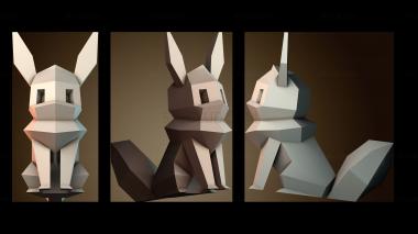 3D модель Низкополигональная модель Иви Покемон (STL)