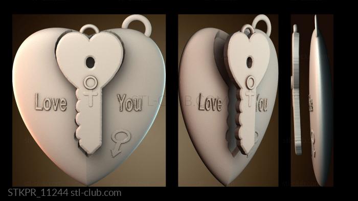Статуэтки упрощенные Кулон ключ в форме сердца