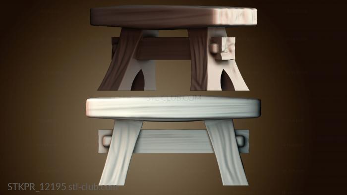 Статуэтки упрощенные Деревянный табурет на козлах