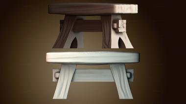 3D модель Деревянный табурет на козлах (STL)