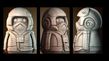 3D модель Пилот истребителя Porg X wing — Звёздные войны (STL)