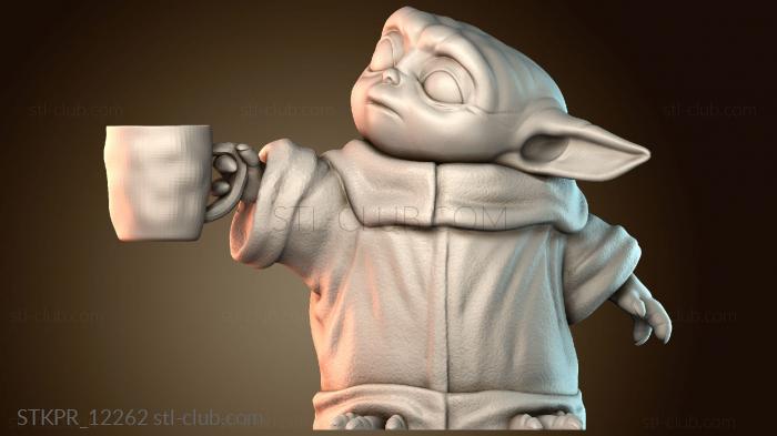 Статуэтки упрощенные Малыш Йода с чашкой кофе