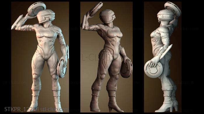 Научно фантастическая миниатюрная женщина солдат