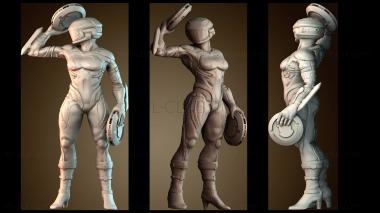 3D модель Научно фантастическая миниатюрная женщина солдат (STL)