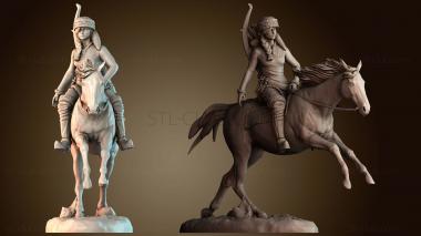 3D модель Женщина охотница верхом на лошади (STL)