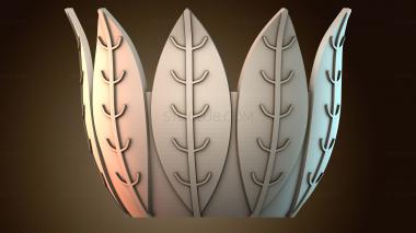 3D модель Горшок для растений с листьями (STL)