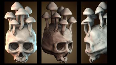 3D модель Череп с грибами (STL)