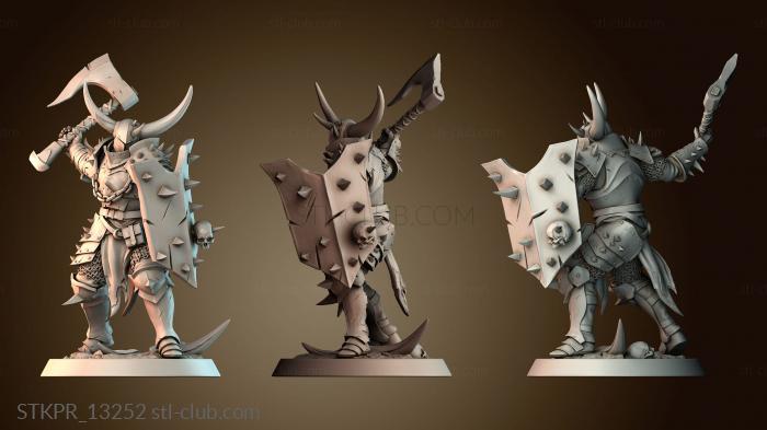 Статуэтки упрощенные Атака солдата с лёгким топором и щитом