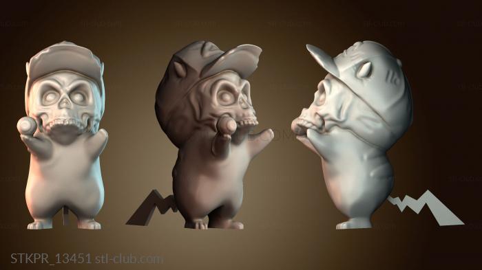 Статуэтки упрощенные Пикачу с черепом ASHs — Покемон