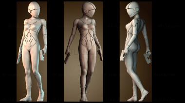 3D модель Женщина киберпанк воин (STL)