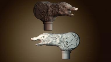 3D модель Трость с головой волка (STL)